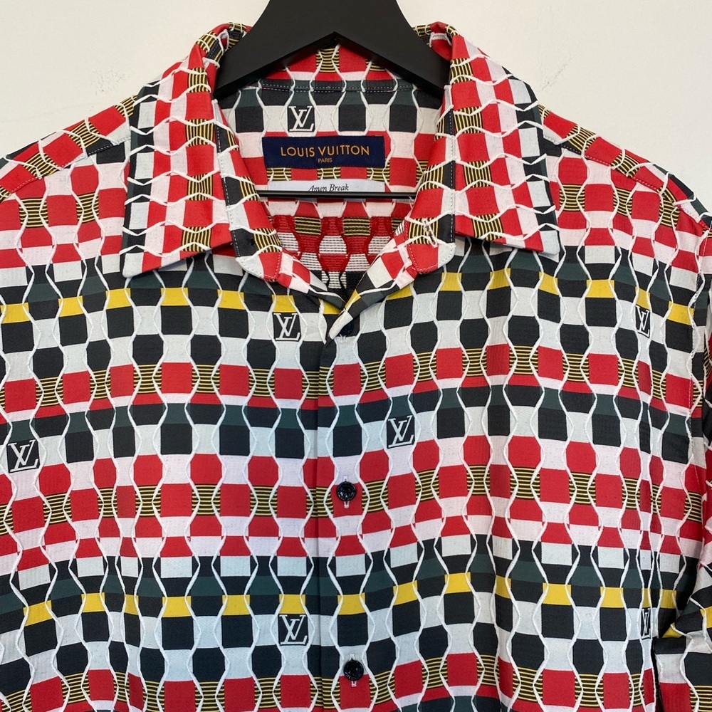 Louis Vuitton Virgil Abloh Shirt Amen Break LV Logo Button Up Mens Size XL Red - Picture 7 of 15